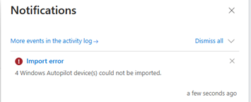 Notificación de error al importar CSV