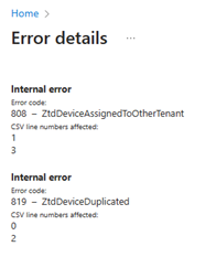 Detalles del error de importación